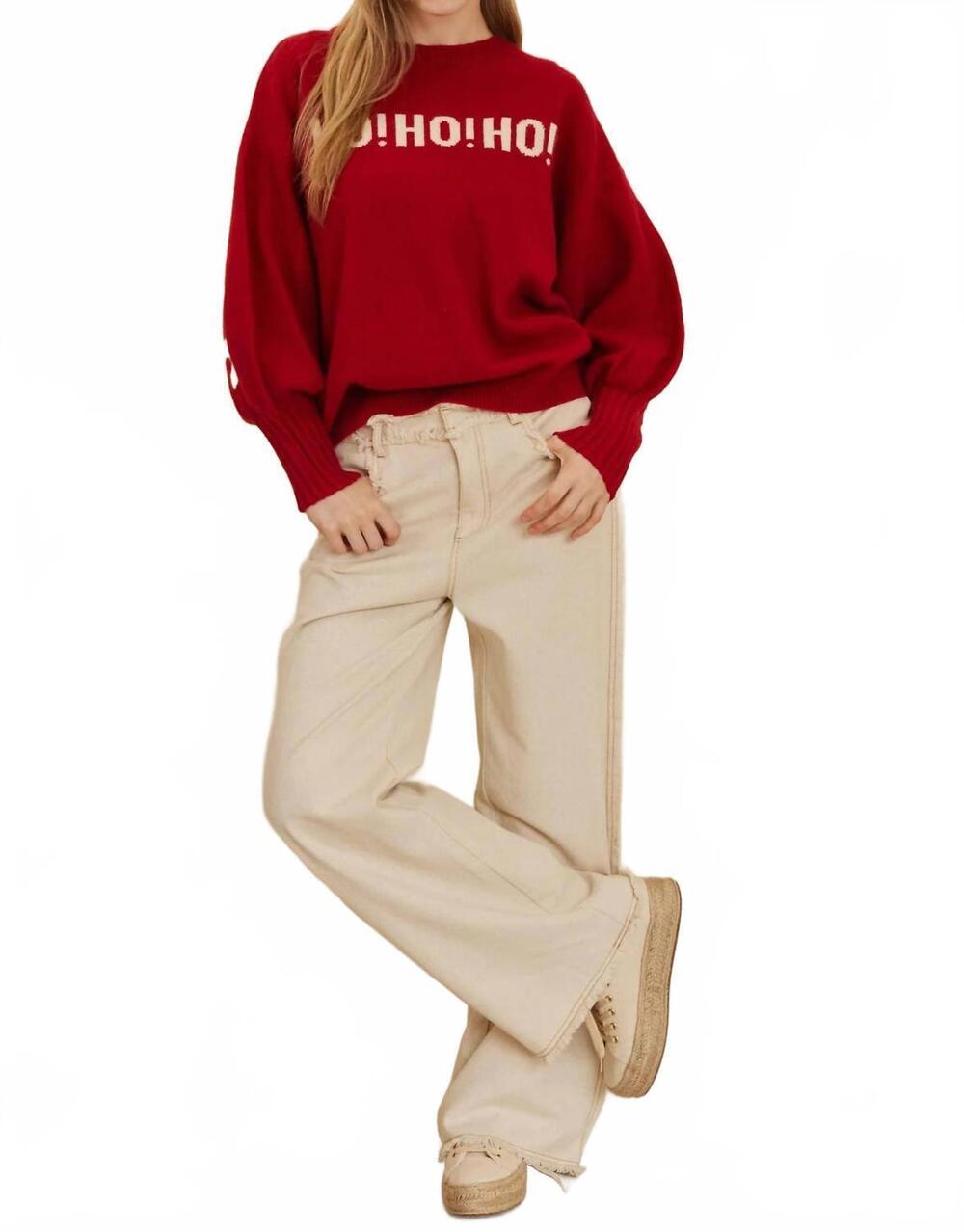 NEW MELLO ho ho ho merry christmas sweater in red